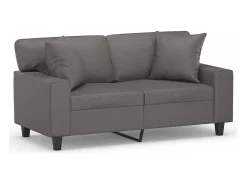 Hot Sofá 2 lugares + almofadas decorativas 120cm couro artif. cinza PT788839 Cinzento