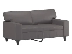 Hot Sofá 2 lugares + almofadas decorativas 120cm couro artif. cinza PT788839 Cinzento