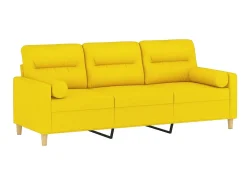 Sofá| Sofá 3 lugares + almofadas decoração 180cm tecido -claro PT867592 Amarelo