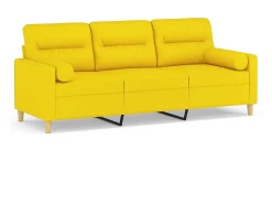 Sofá| Sofá 3 lugares + almofadas decoração 180cm tecido -claro PT867592 Amarelo