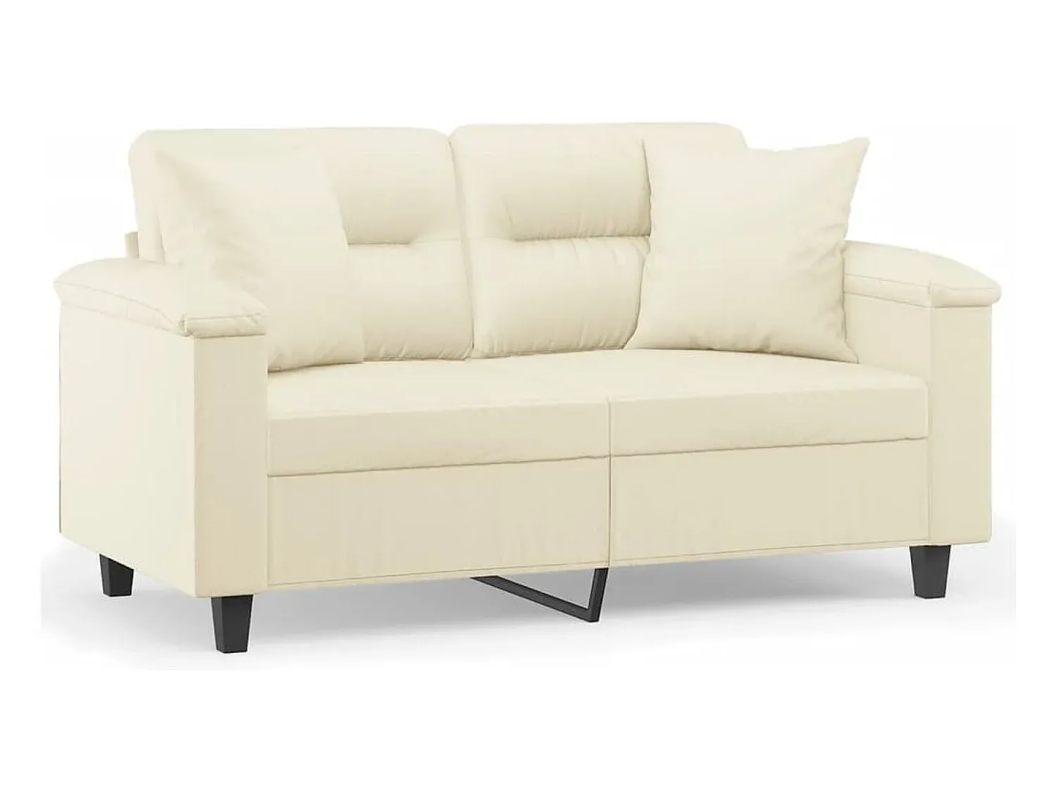 Clearance Sofá 2 lugares + almofadas decorativas 120cm couro artif. PT629917 Creme