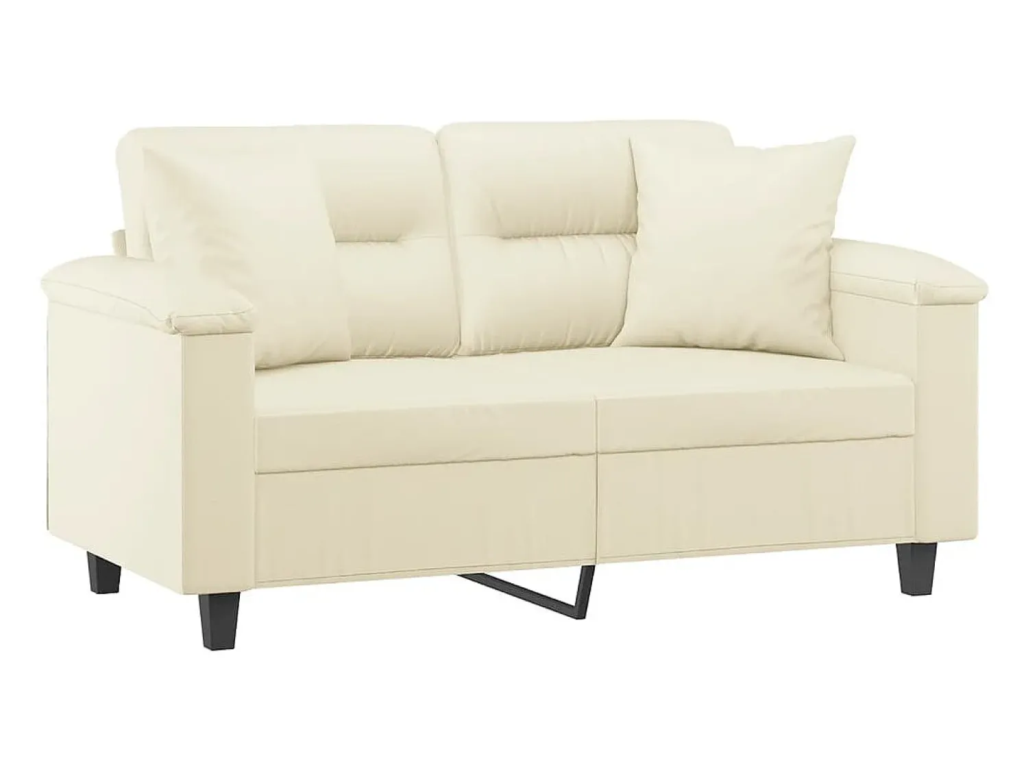 Clearance Sofá 2 lugares + almofadas decorativas 120cm couro artif. PT629917 Creme