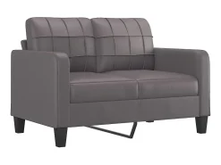 Clearance Sofá 2 lugares + almofadas decorativas 120cm couro artif. cinza PT906283 Cinzento