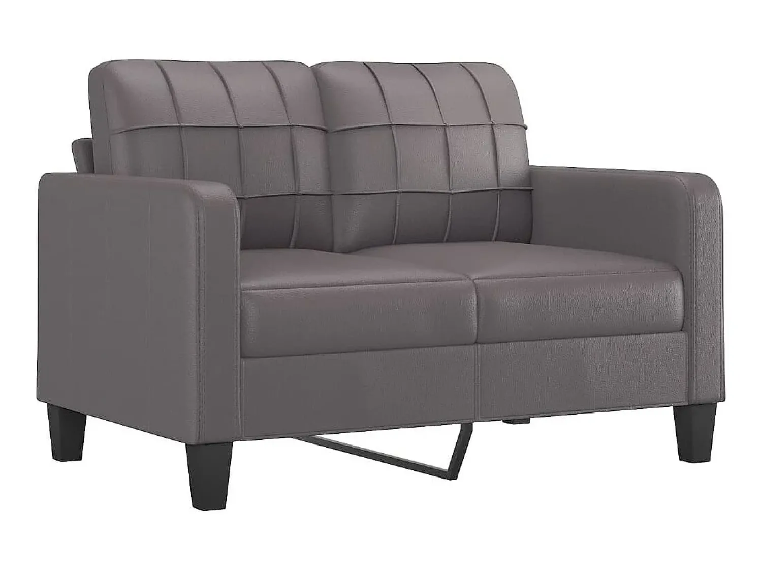 Clearance Sofá 2 lugares + almofadas decorativas 120cm couro artif. cinza PT906283 Cinzento