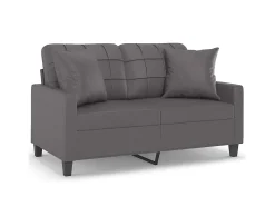 Clearance Sofá 2 lugares + almofadas decorativas 120cm couro artif. cinza PT906283 Cinzento