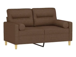 Sofá| Sofá 2 lugares + almofadas decorativas 120 cm tecido PT737445 Castanho
