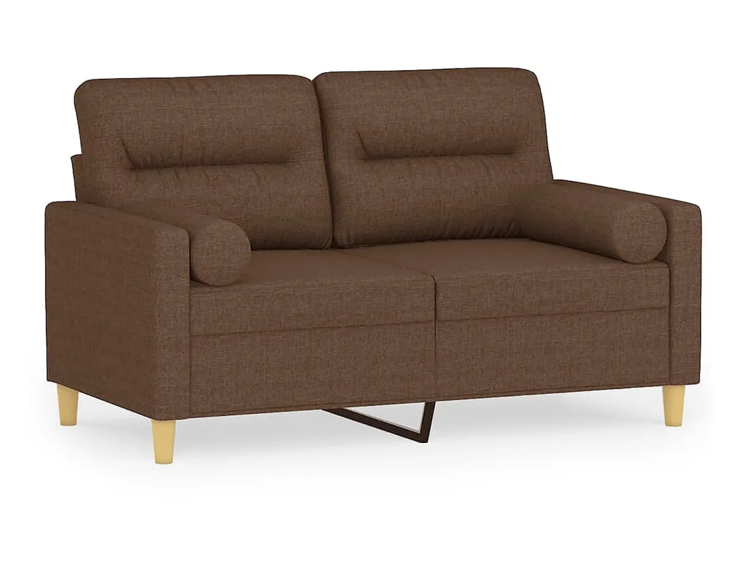 Sofá| Sofá 2 lugares + almofadas decorativas 120 cm tecido PT737445 Castanho