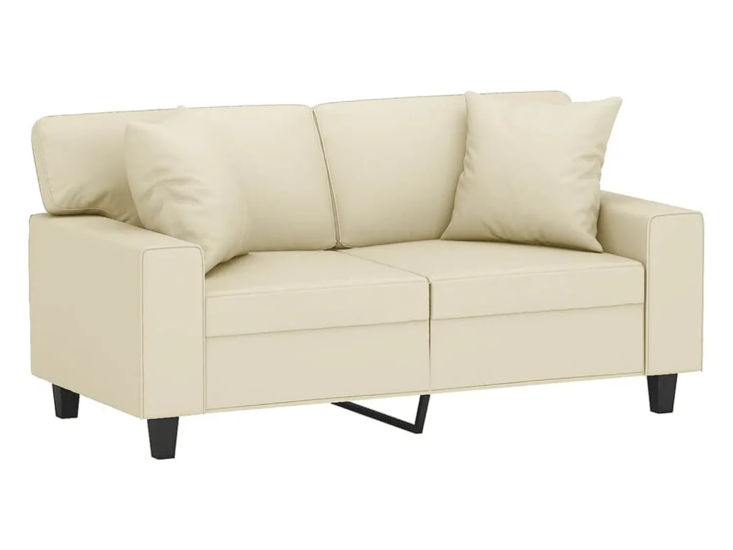Sofá 2 lugares + almofadas decorativas 120cm couro artif. PT584357^ Sofá