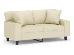 Sofá 2 lugares + almofadas decorativas 120cm couro artif. PT584357^ Sofá