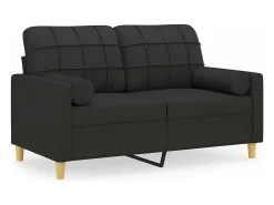 Sale vidaxl Sofá 2 lugares + almofadas decorativas 120 cm tecido Preto