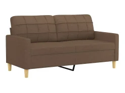 Sofá| Sofá 2 lugares + almofadas decorativas 140 cm tecido PT840933 Castanho