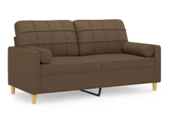 Sofá| Sofá 2 lugares + almofadas decorativas 140 cm tecido PT840933 Castanho