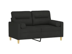 Sofá* Sofá 2 lugares + almofadas decorativas 120 cm tecido PT837161 Preto