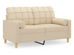 vidaxl Sofá 2 lugares + almofadas decorativas 120 cm tecido cor^ Sofá