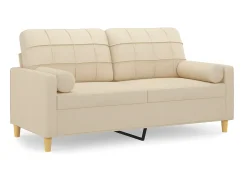 Sofá* Sofá 2 lugares + almofadas decorativas 140 cm tecido cor PT372919 Creme