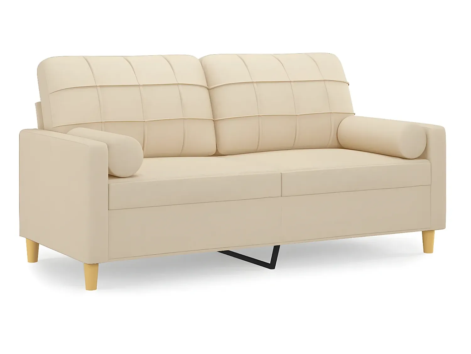 Sofá* Sofá 2 lugares + almofadas decorativas 140 cm tecido cor PT372919 Creme