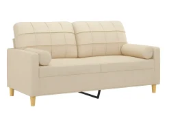 Sofá* Sofá 2 lugares + almofadas decorativas 140 cm tecido cor PT372919 Creme
