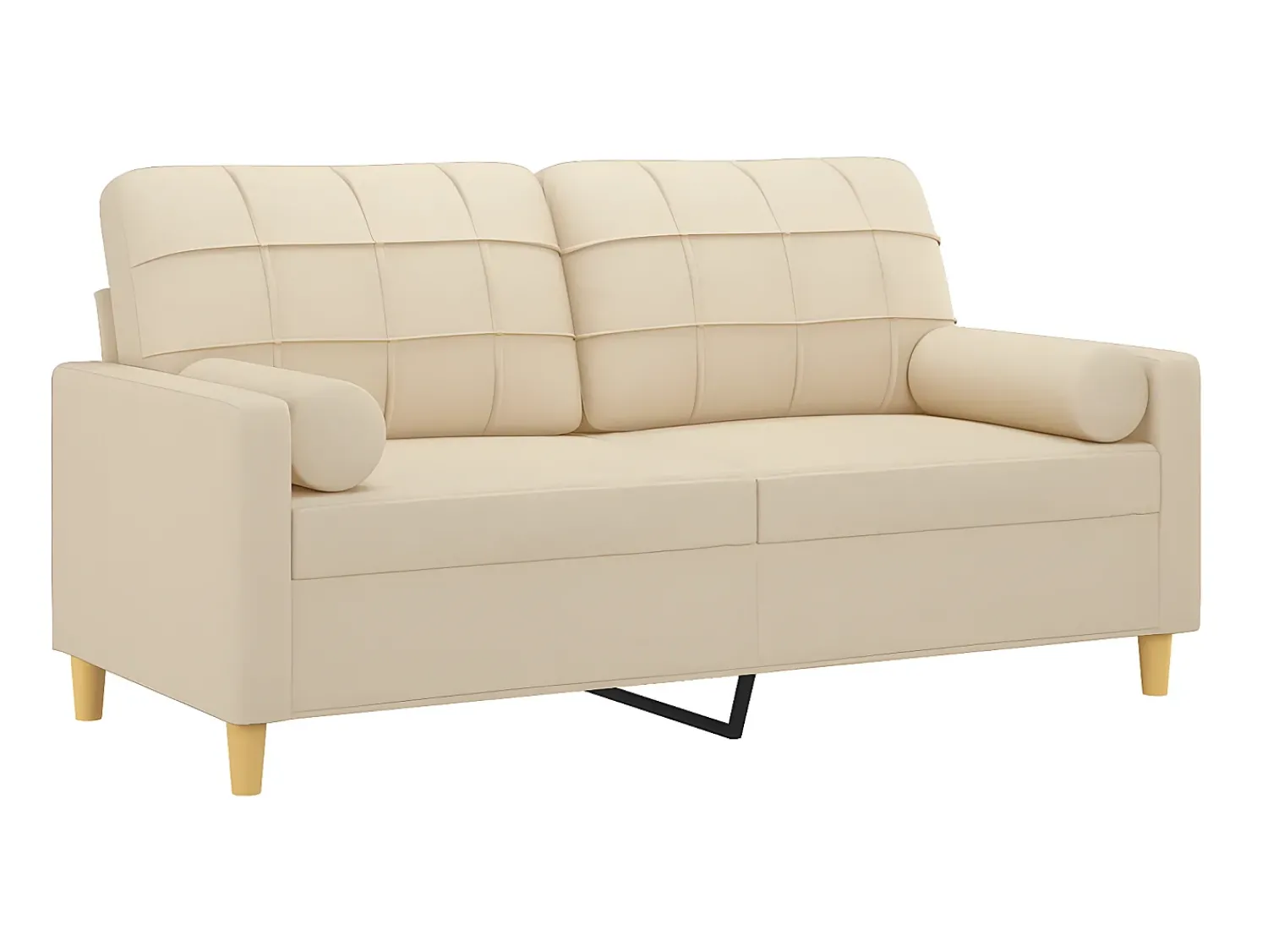 Sofá* Sofá 2 lugares + almofadas decorativas 140 cm tecido cor PT372919 Creme