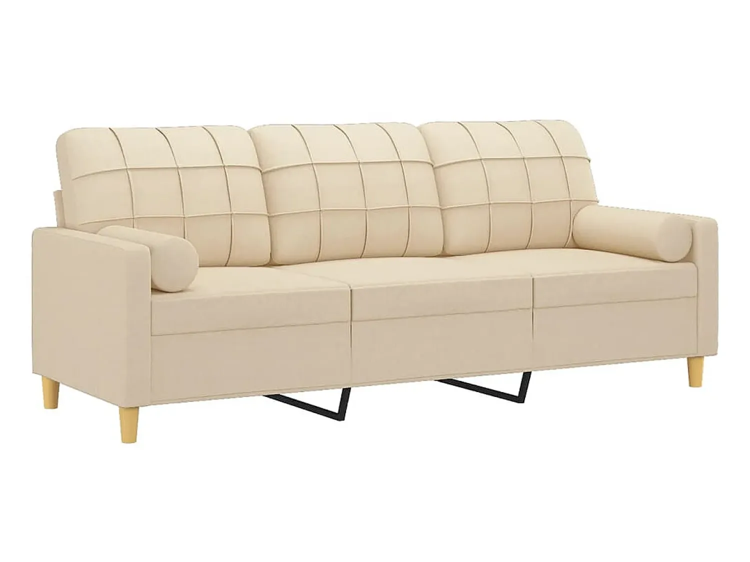 Online Sofá 3 lugares + almofadas decorativas 180 cm tecido cor PT182947 Creme