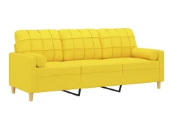 Sofá| Sofá 3 lugares + almofadas decoração 180cm tecido -claro PT435498 Amarelo