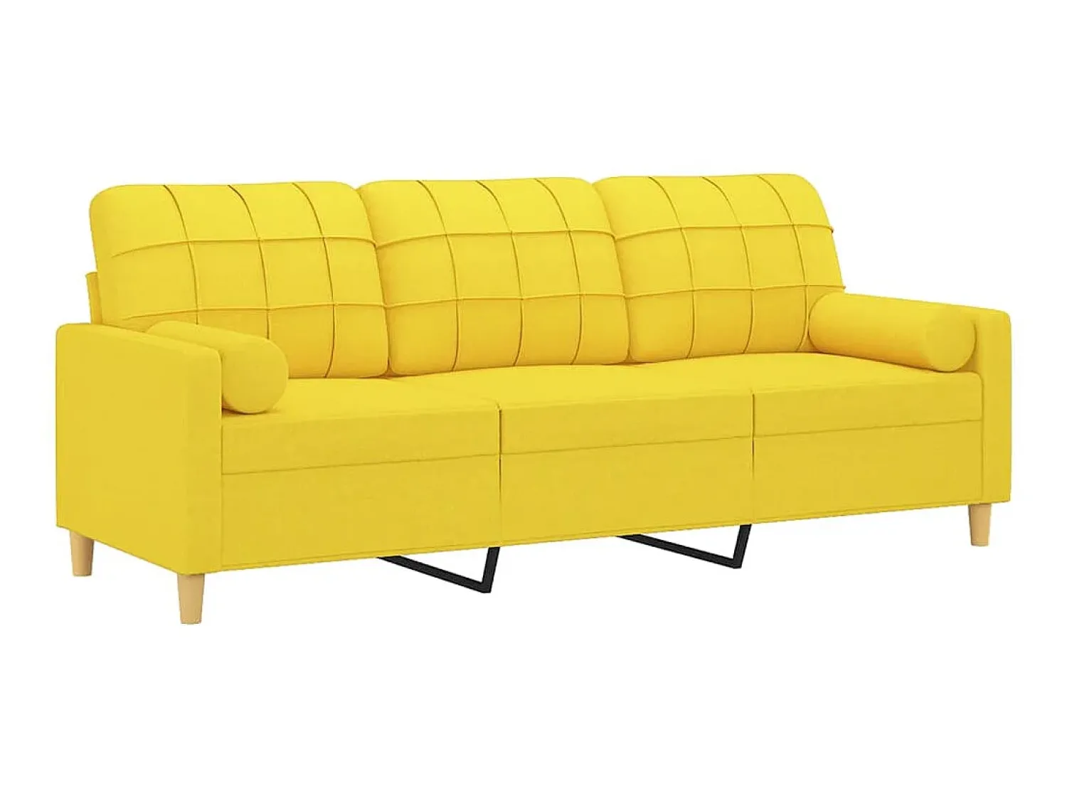 Sofá| Sofá 3 lugares + almofadas decoração 180cm tecido -claro PT435498 Amarelo