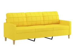 Sofá| Sofá 3 lugares + almofadas decoração 180cm tecido -claro PT435498 Amarelo
