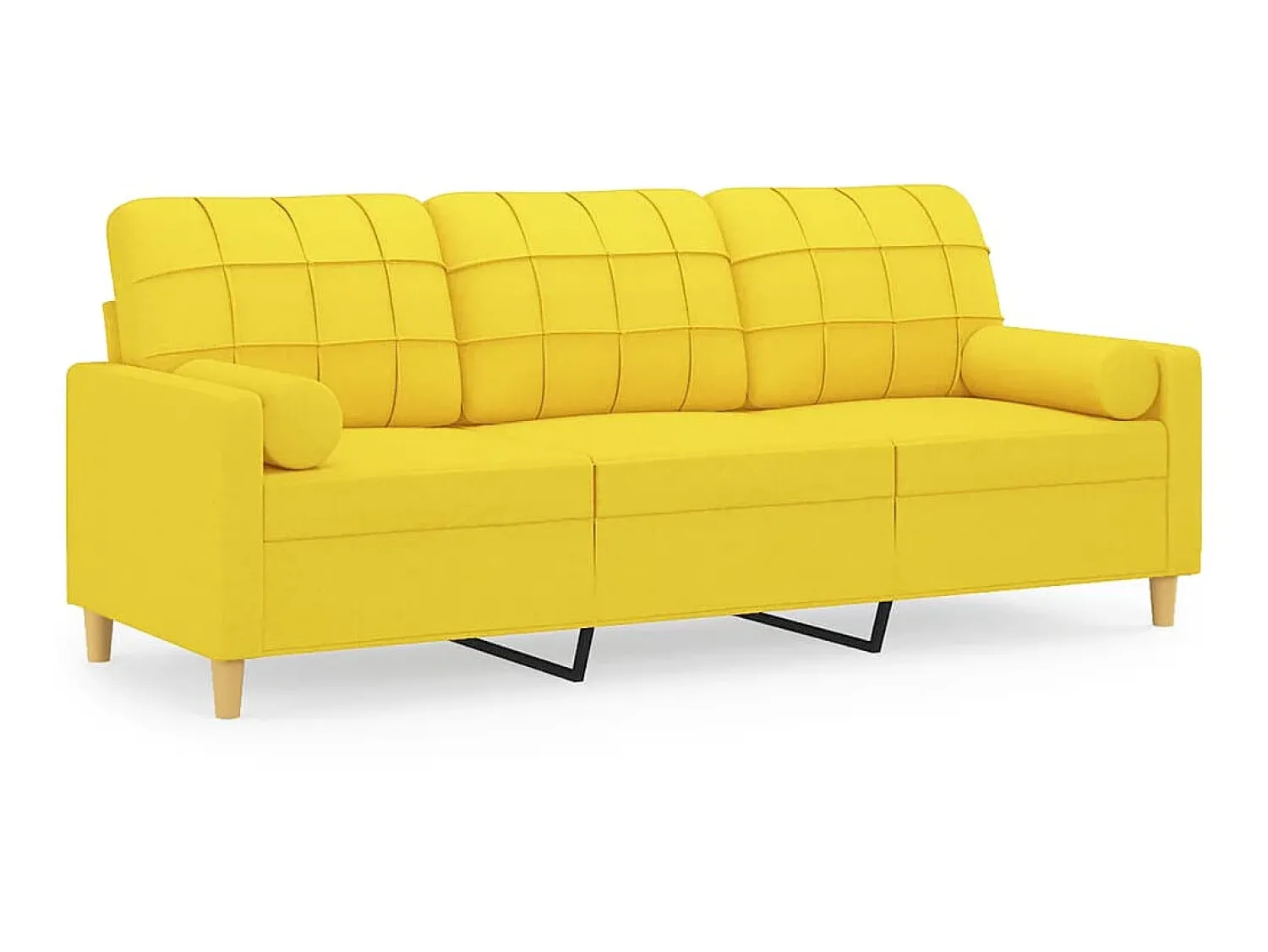 Sofá| Sofá 3 lugares + almofadas decoração 180cm tecido -claro PT435498 Amarelo