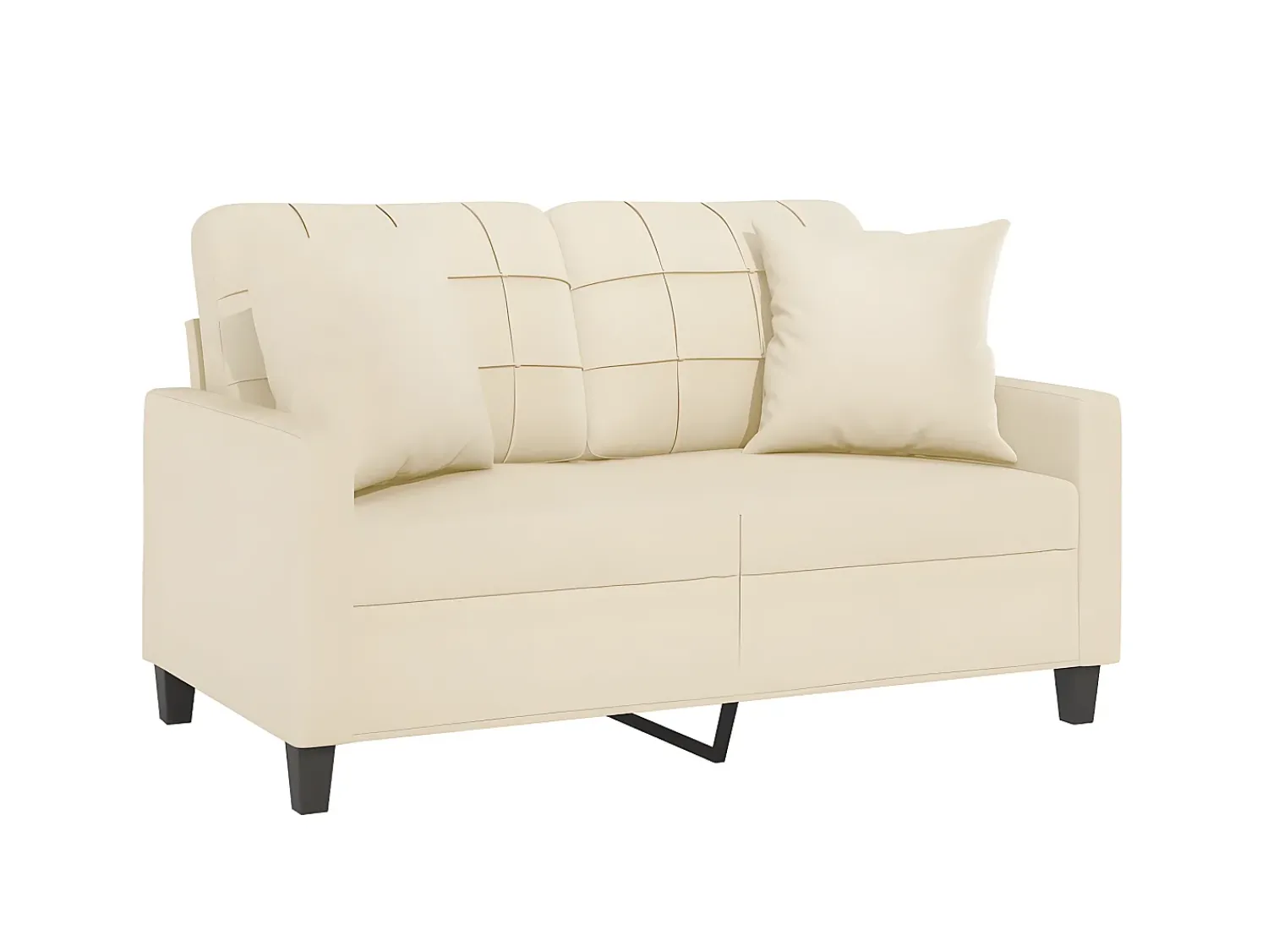 Online Sofá 2 lugares + almofadas decorativas 120cm couro artif. PT567175 Creme