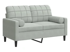 Sofá*vidaxl Sofá 2 lugares + almofadas decorativas 120cm veludo cinza-claro Cinzento