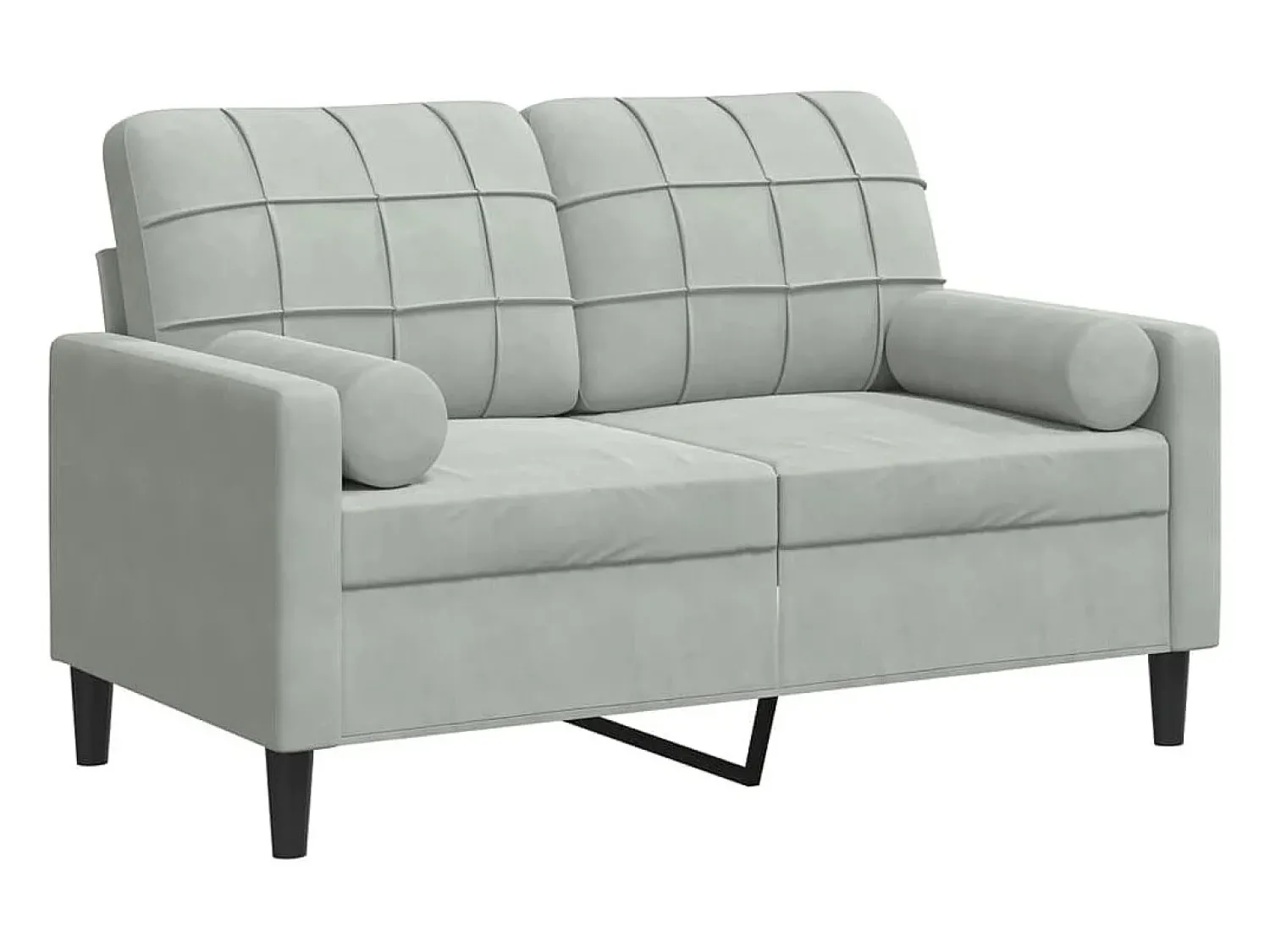 Sofá*vidaxl Sofá 2 lugares + almofadas decorativas 120cm veludo cinza-claro Cinzento
