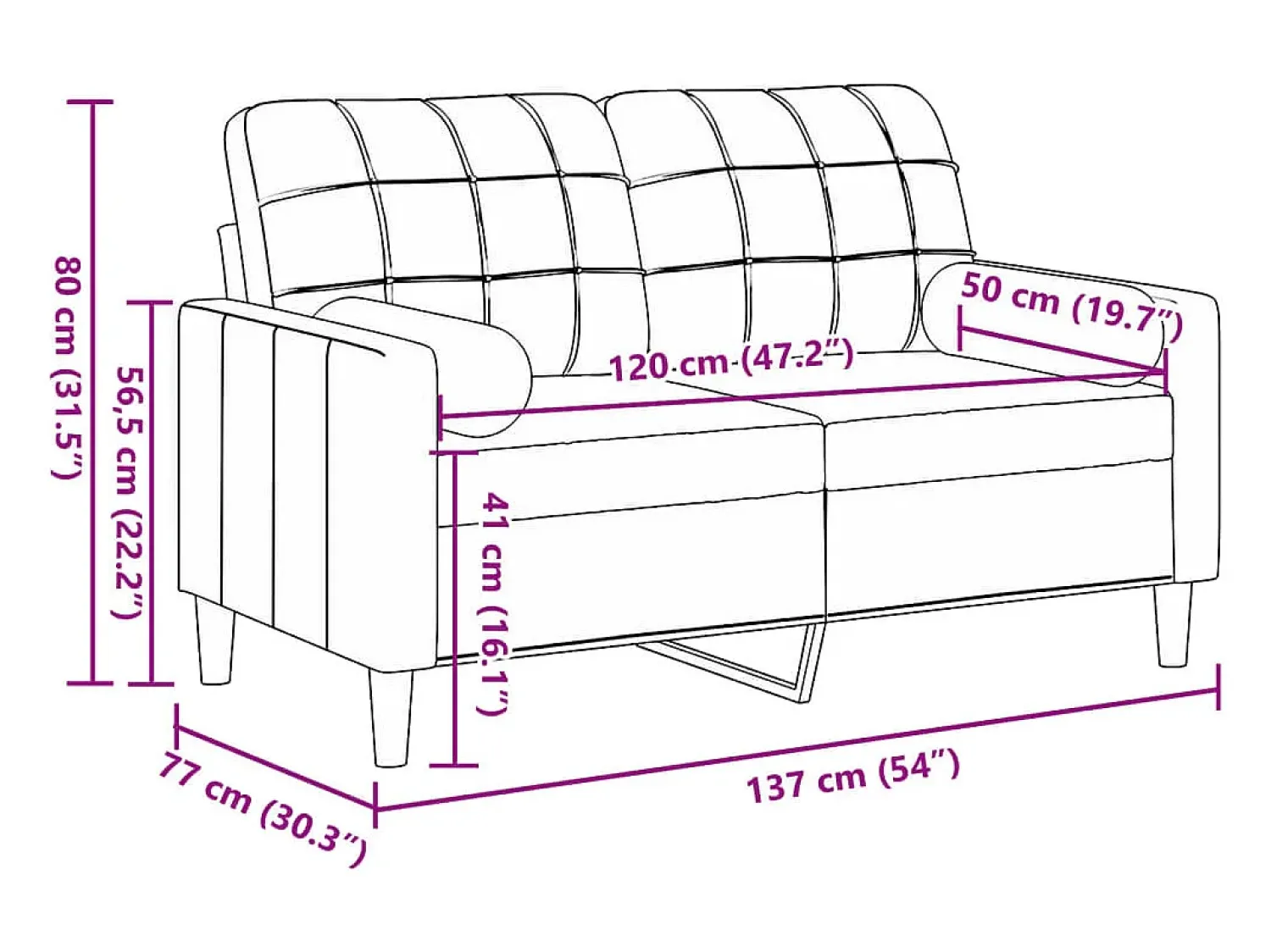 Sofá*vidaxl Sofá 2 lugares + almofadas decorativas 120cm veludo cinza-claro Cinzento