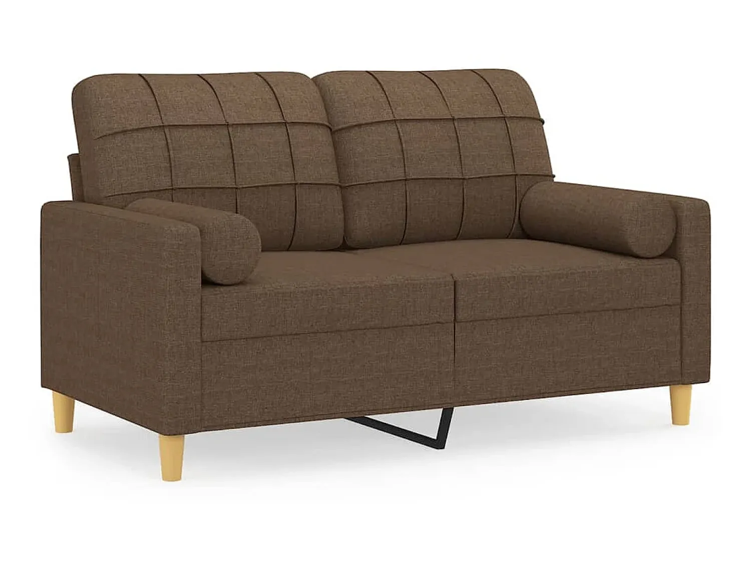 Sofá| Sofá 2 lugares + almofadas decorativas 120 cm tecido PT491685 Castanho