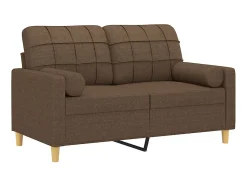 Sofá| Sofá 2 lugares + almofadas decorativas 120 cm tecido PT491685 Castanho