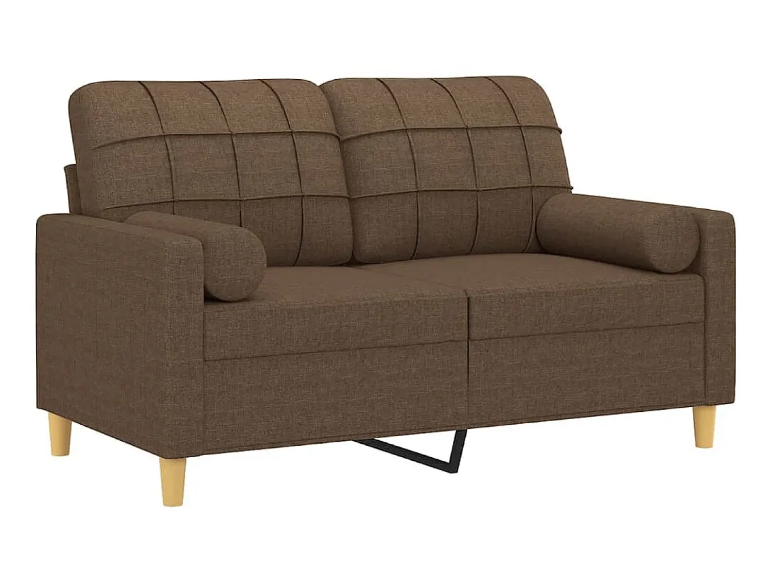 Sofá| Sofá 2 lugares + almofadas decorativas 120 cm tecido PT491685 Castanho