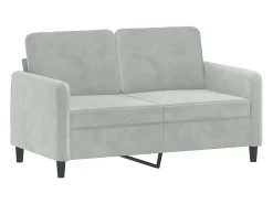 Sofá* Sofá 2 lugares + almofadas decorativas 120cm veludo cinza-claro PT830399 Cinzento claro