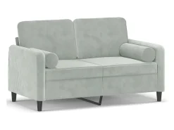 Sofá* Sofá 2 lugares + almofadas decorativas 120cm veludo cinza-claro PT830399 Cinzento claro