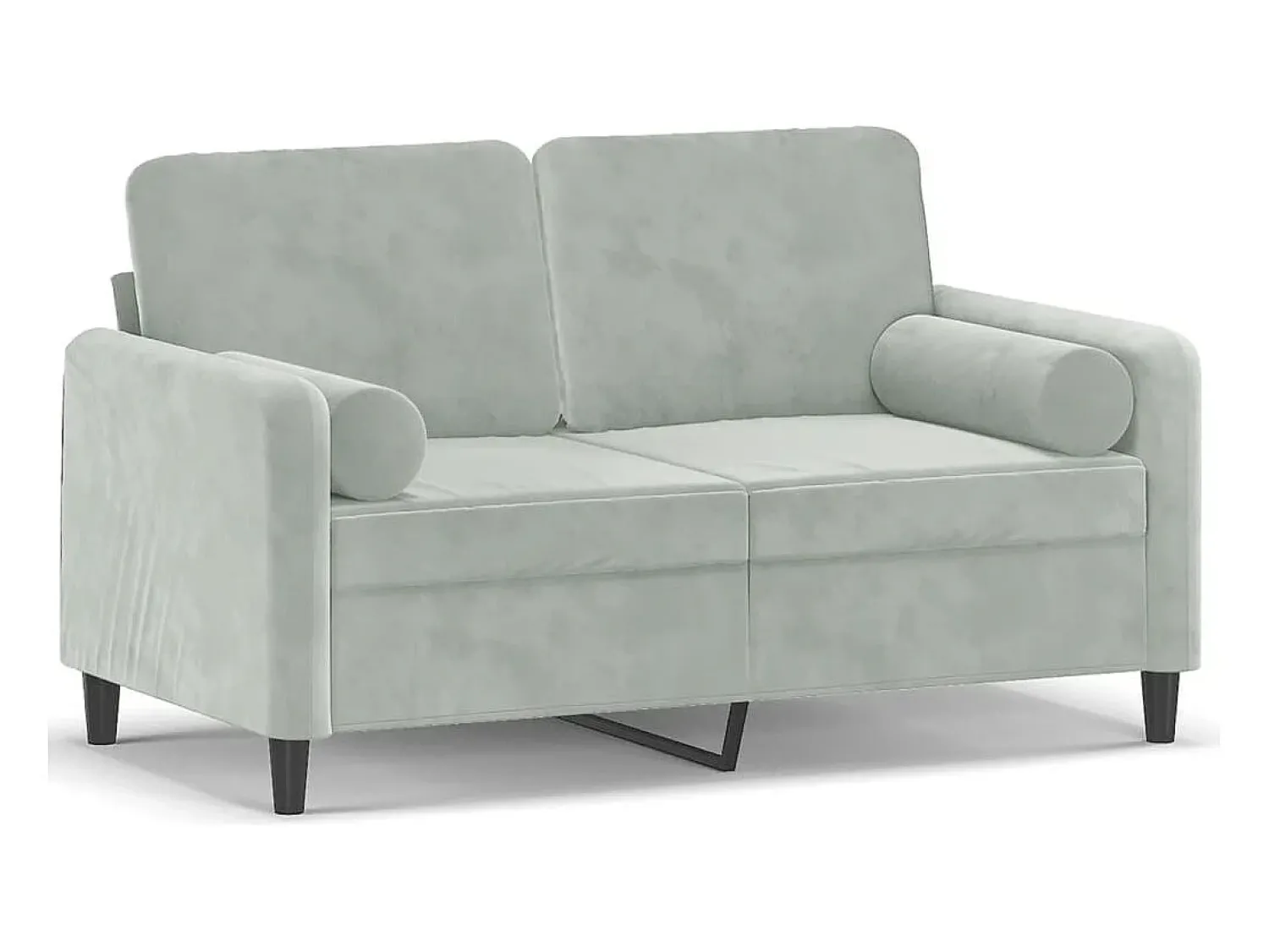 Sofá* Sofá 2 lugares + almofadas decorativas 120cm veludo cinza-claro PT830399 Cinzento claro