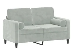 Sofá* Sofá 2 lugares + almofadas decorativas 120cm veludo cinza-claro PT830399 Cinzento claro