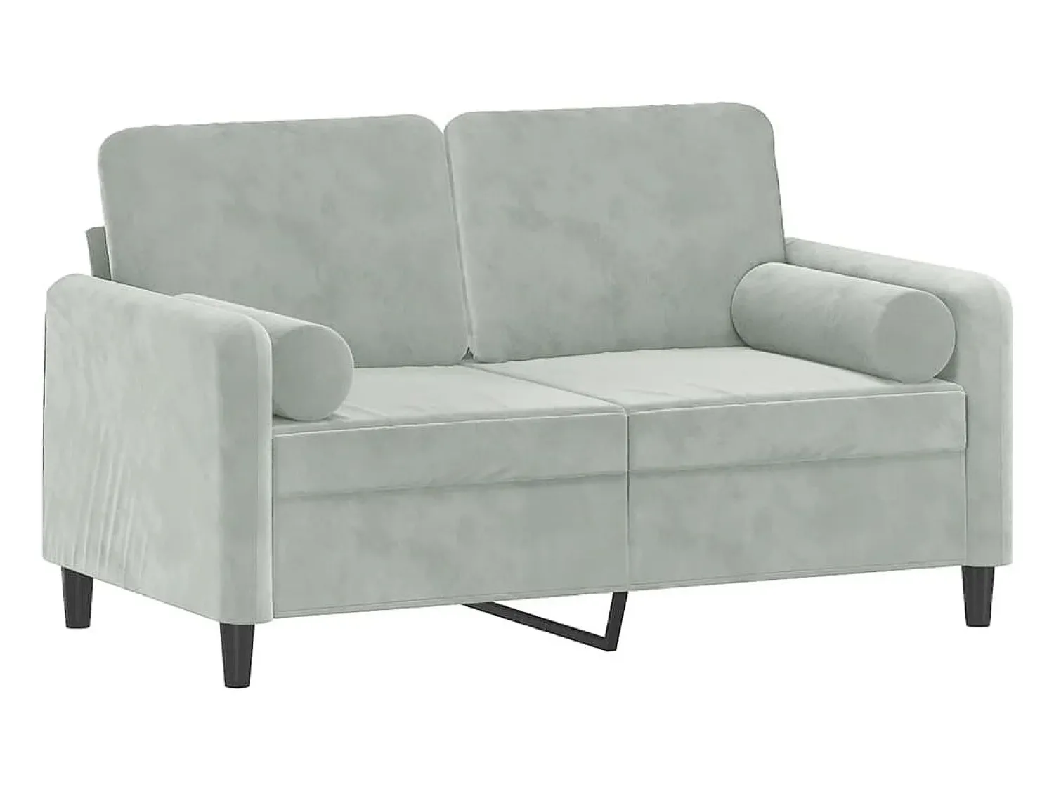 Sofá* Sofá 2 lugares + almofadas decorativas 120cm veludo cinza-claro PT830399 Cinzento claro