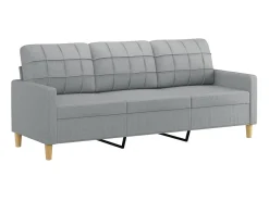 Sofá* Sofá 3 lugares + almofadas decorativas 180cm tecido cinza-claro PT508512 Cinzento