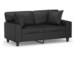 Sofá| Sofá 2 lugares + almofadas decorativas 120cm couro artif. PT346828 Preto