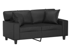 Sofá| Sofá 2 lugares + almofadas decorativas 120cm couro artif. PT346828 Preto