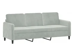Sofá 3 lugares + almofadas decorativas 180cm veludo cinza-claro PT745019^ Sofá