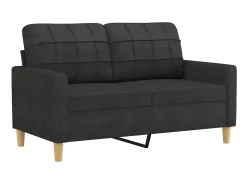 Clearance Sofá 2 lugares + almofadas decorativas 120 cm tecido PT128227 Preto
