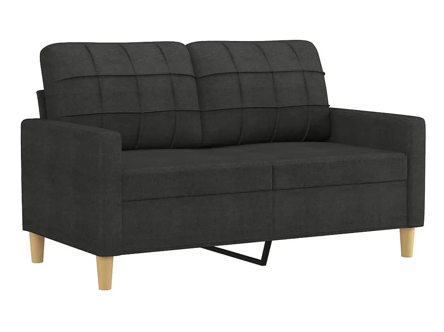 Clearance Sofá 2 lugares + almofadas decorativas 120 cm tecido PT128227 Preto