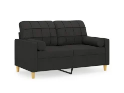 Clearance Sofá 2 lugares + almofadas decorativas 120 cm tecido PT128227 Preto