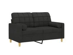 Clearance Sofá 2 lugares + almofadas decorativas 120 cm tecido PT128227 Preto