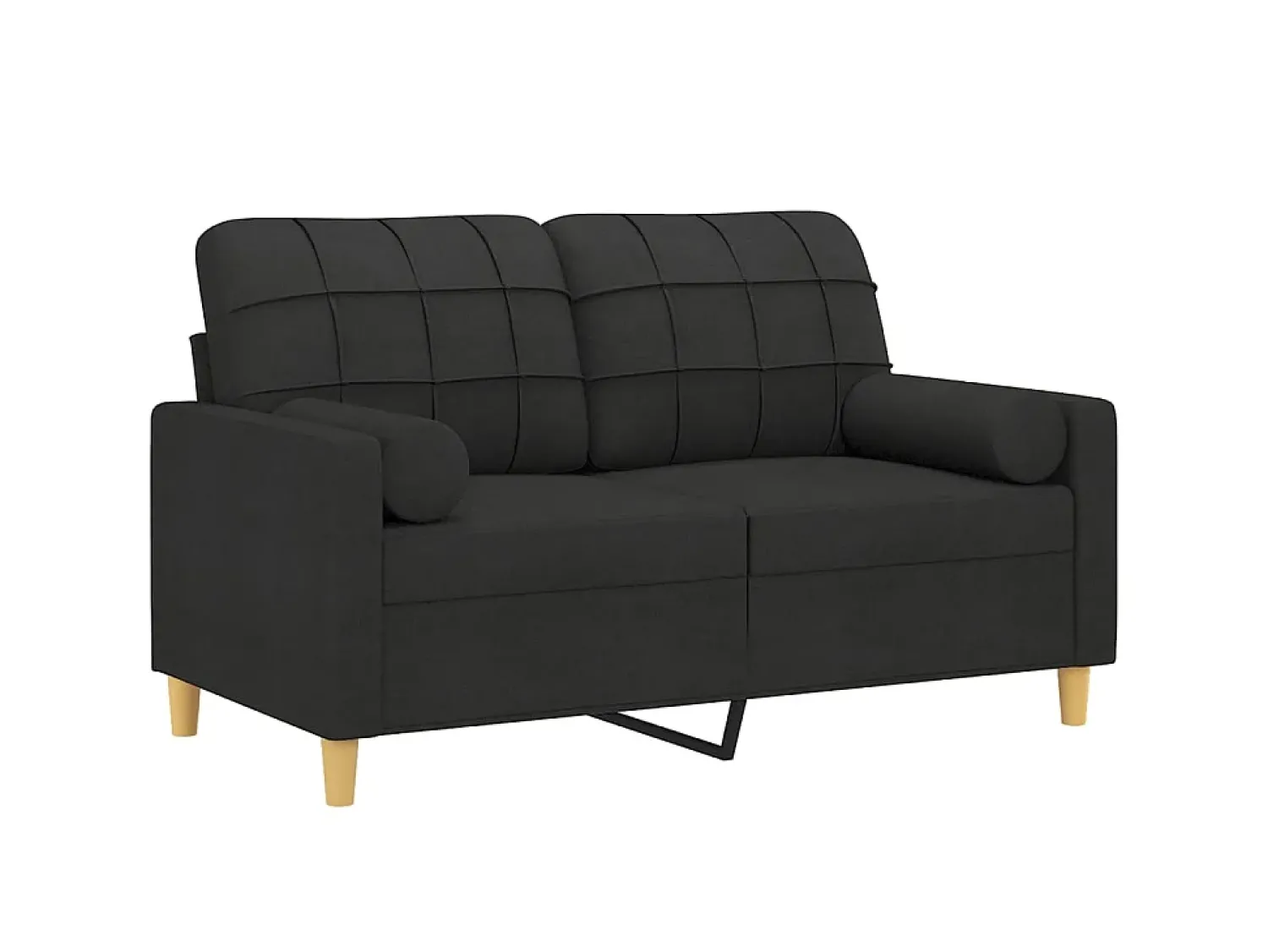 Clearance Sofá 2 lugares + almofadas decorativas 120 cm tecido PT128227 Preto