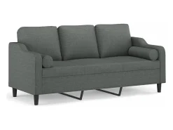 Sofá* Sofá 3 lugares + almofadas decoração 180 cm tecido cinza-escuro PT795706 Cinzento