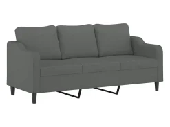 Sofá* Sofá 3 lugares + almofadas decoração 180 cm tecido cinza-escuro PT795706 Cinzento